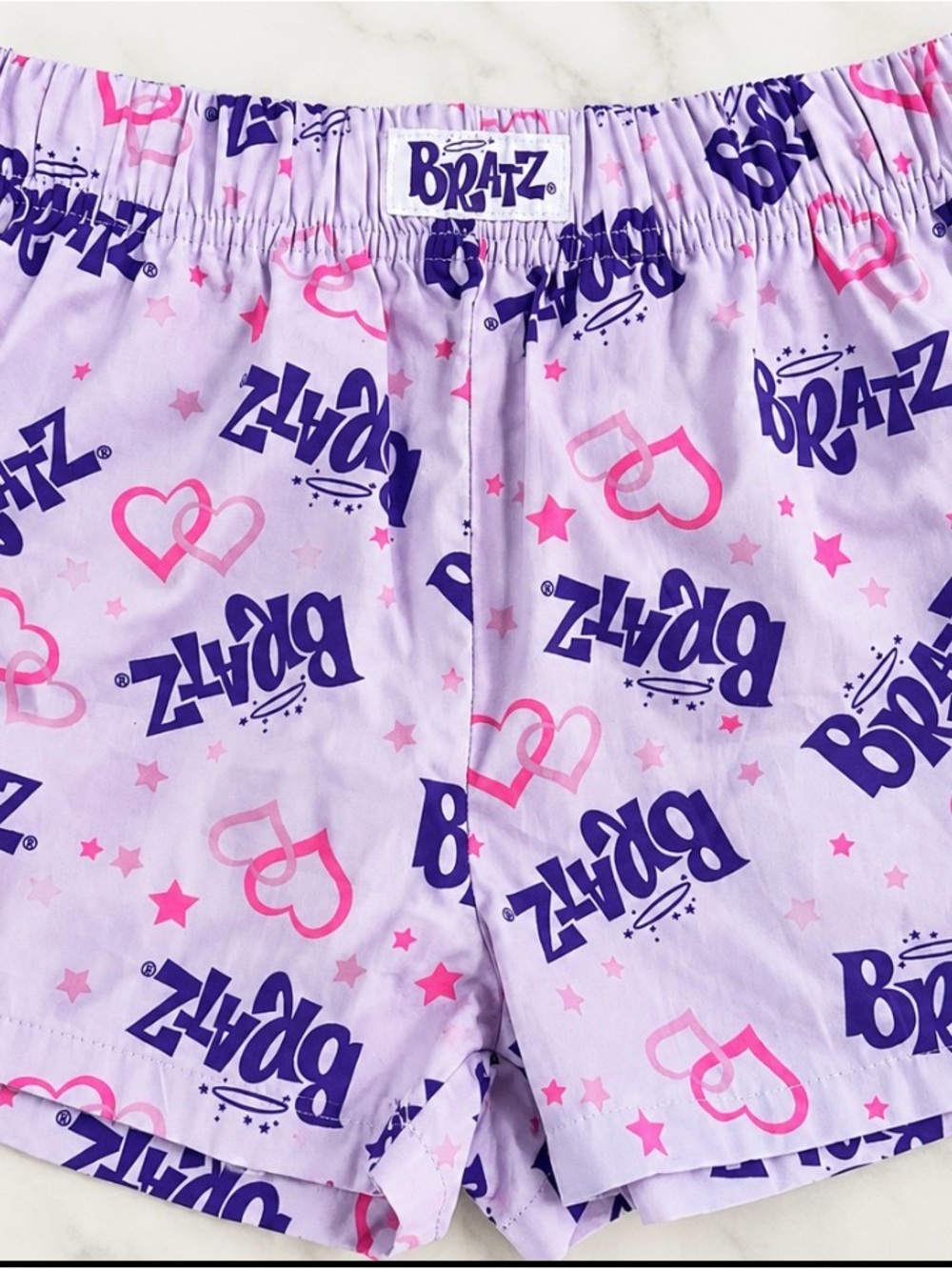 Bratz Girls' Lavender Logo & Heart Elastic-Waist Shorts